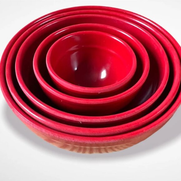 Vintage Measuring Set of 5 Nesting Mealmine Bowls - Betty Crocker Red - Picture 1 of 4